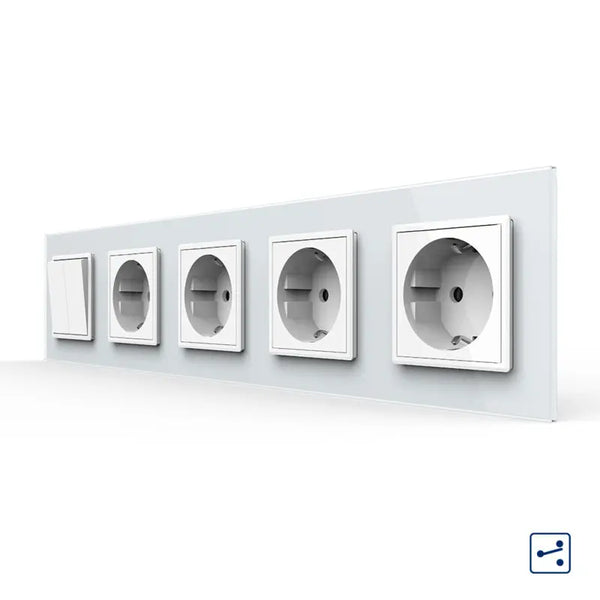 Livolo | Wit | 2+SR+SR+SR+SR | Aan/Uit | Wissel | Wipschakelaar met vier wandcontactdozen Livolo Nederland B.V.