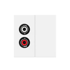 Witte RCA tulp audio aansluiting met blindplaat voor analoge stereo bekabeling