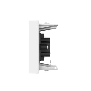 Witte RCA audio wandmodule met blindplaat voor versterker, TV of andere audioapparatuur