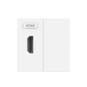 Witte HDMI aansluiting met blindplaat voor vaste beeld- en geluidsverbinding in de wand