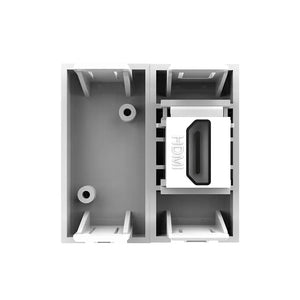 Witte Livolo HDMI aansluiting met blindmodule voor strak geïntegreerd multimedia schakelmateriaal