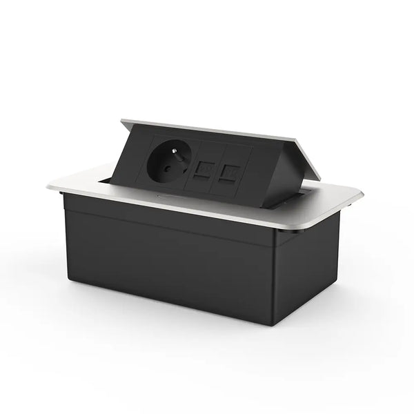 Livolo | Zilver | 2 | Pop-Up Stekkerdoos | Push | Inbouw | France | Stopcontact + Netwerk Cat.6 met Netwerk Cat.6 - Zwart Livolo Nederland B.V.