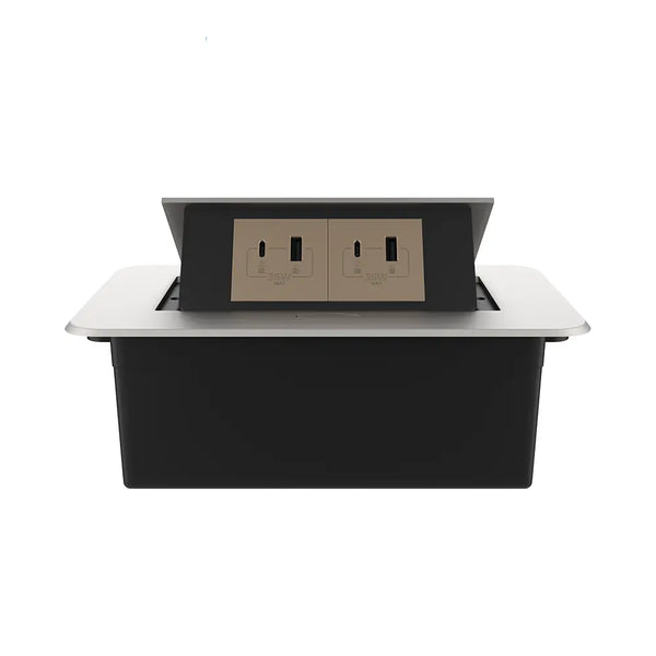 Livolo | Zilver | 2 | Pop-Up Stekkerdoos | Push | Inbouw | USB/USB-C + USB/USB-C - Goud Livolo Nederland B.V.