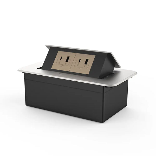 Livolo | Zilver | 2 | Pop-Up Stekkerdoos | Push | Inbouw | USB/USB-C + USB/USB-C - Goud Livolo Nederland B.V.