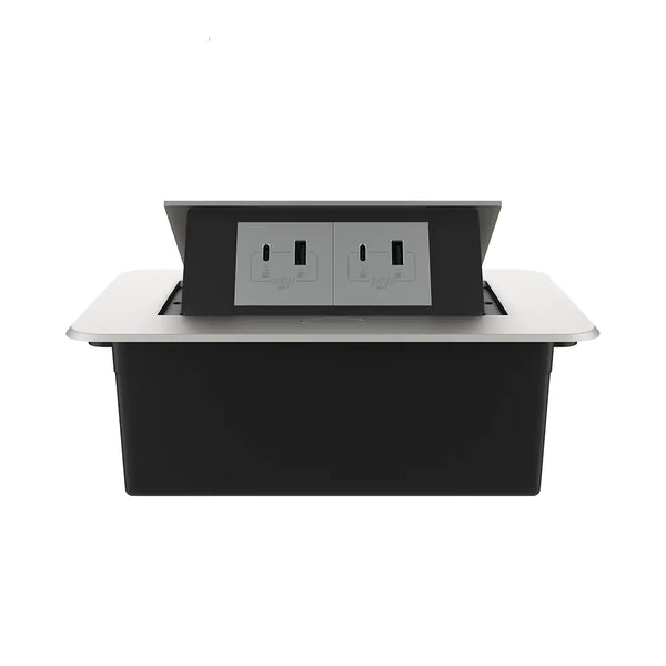 Livolo | Zilver | 2 | Pop-Up Stekkerdoos | Push | Inbouw | USB/USB-C + USB/USB-C - Grijs Livolo Nederland B.V.