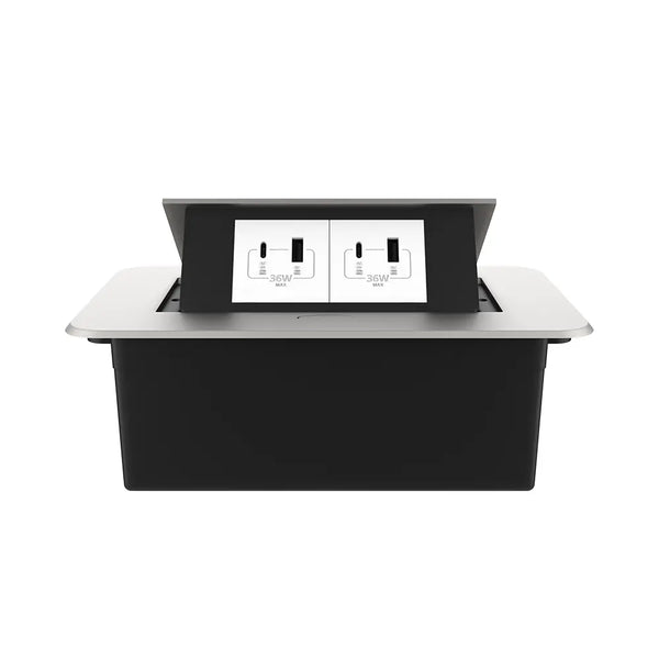 Livolo | Zilver | 2 | Pop-Up Stekkerdoos | Push | Inbouw | USB/USB-C + USB/USB-C - Wit Livolo Nederland B.V.