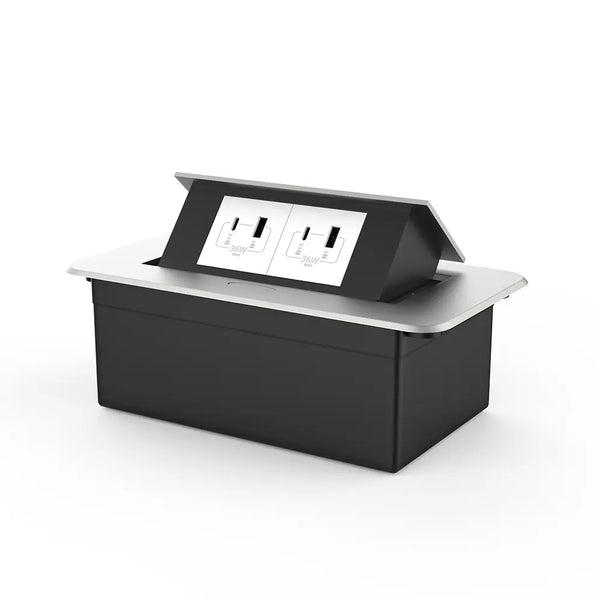 Livolo | Zilver | 2 | Pop-Up Stekkerdoos | Push | Inbouw | USB/USB-C + USB/USB-C - Wit Livolo Nederland B.V.