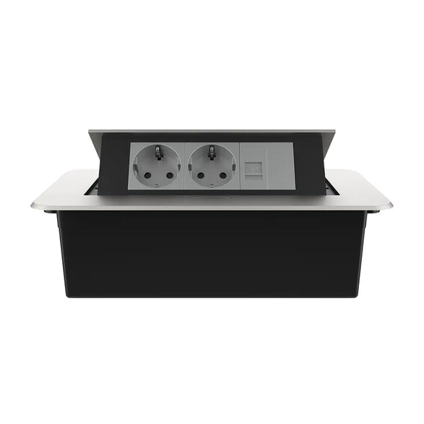 Livolo | Zilver | 3 | Pop-Up Stekkerdoos | Push | Inbouw | Dubbel Stopcontact + Netwerk Cat.6 met Blindplaat - Grijs Livolo Nederland B.V.