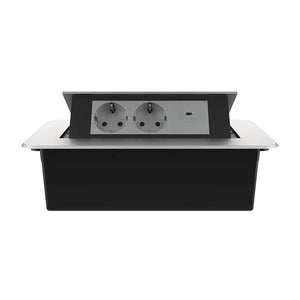 Livolo | Zilver | 3 | Pop-Up Stekkerdoos | Push | Inbouw | Dubbel Stopcontact + USB-C Oplader - Grijs Livolo Nederland B.V.