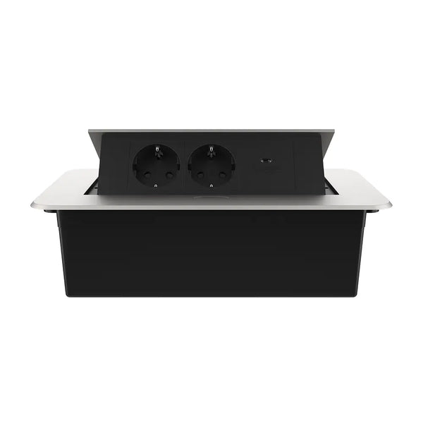 Livolo | Zilver | 3 | Pop-Up Stekkerdoos | Push | Inbouw | Dubbel Stopcontact + USB-C Oplader - Zwart Livolo Nederland B.V.