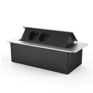 Livolo | Zilver | 3 | Pop-Up Stekkerdoos | Push | Inbouw | Dubbel Stopcontact + USB-C Oplader - Zwart Livolo Nederland B.V.