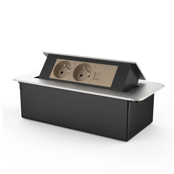 Livolo | Zilver | 3 | Pop-Up Stekkerdoos | Push | Inbouw | France | Dubbel Stopcontact + Netwerk Cat.6 met Blindplaat - Goud Livolo Nederland B.V.