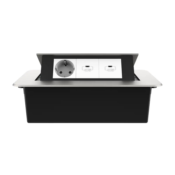 Livolo | Zilver | 3 | Pop-Up Stekkerdoos | Push | Inbouw | Stopcontact + Dubbele USB-C Oplader - Wit Livolo Nederland B.V.