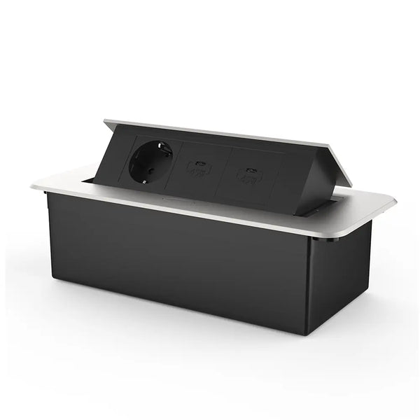 Livolo | Zilver | 3 | Pop-Up Stekkerdoos | Push | Inbouw | Stopcontact + Dubbele USB-C Oplader - Zwart Livolo Nederland B.V.