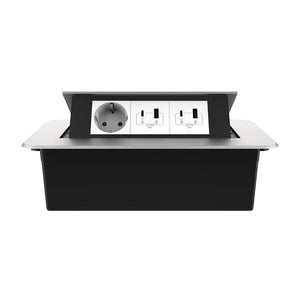 Livolo | Zilver | 3 | Pop-Up stekkerdoos | Push | Inbouw | Stopcontact - Dubbele USB & USB-C - Wit Livolo Nederland B.V.