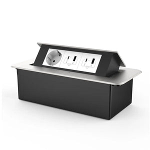 Livolo | Zilver | 3 | Pop-Up stekkerdoos | Push | Inbouw | Stopcontact - Dubbele USB & USB-C - Wit Livolo Nederland B.V.