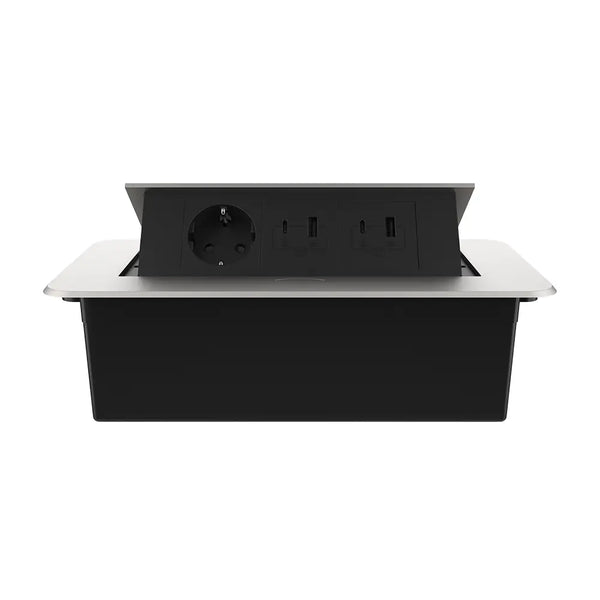 Livolo | Zilver | 3 | Pop-Up stekkerdoos | Push | Inbouw | Stopcontact - Dubbele USB & USB-C - Zwart Livolo Nederland B.V.