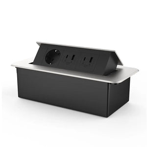 Livolo | Zilver | 3 | Pop-Up stekkerdoos | Push | Inbouw | Stopcontact - Dubbele USB & USB-C - Zwart Livolo Nederland B.V.