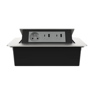 Livolo | Zilver | 3 | Pop-Up stekkerdoos | Push | Inbouw | France | Dubbele USB/USB-C + Stopcontact - Grijs Livolo Nederland B.V.