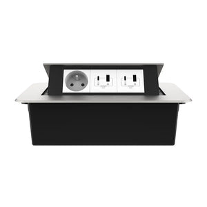 Livolo | Zilver | 3 | Pop-Up stekkerdoos | Push | Inbouw | France | Dubbele USB/USB-C + Stopcontact - Wit Livolo Nederland B.V.