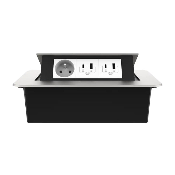 Livolo | Zilver | 3 | Pop-Up stekkerdoos | Push | Inbouw | France | Dubbele USB/USB-C + Stopcontact - Wit Livolo Nederland B.V.