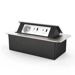 Livolo | Zilver | 3 | Pop-Up stekkerdoos | Push | Inbouw | France | Dubbele USB/USB-C + Stopcontact - Wit Livolo Nederland B.V.