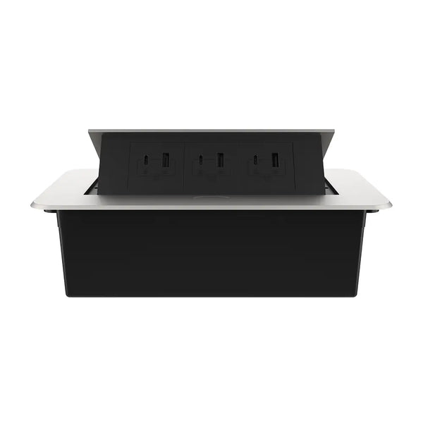 Livolo | Zilver | 3 | Pop-Up stekkerdoos | Push | Inbouw | USB & USB-C - Zwart Livolo Nederland B.V.