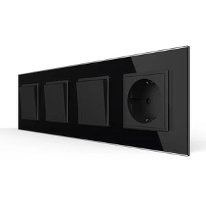 Livolo | Zwart | 1+1+1+SR | Aan/Uit | Wipschakelaar met wandcontactdoos Livolo Nederland B.V.