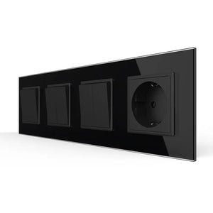 Livolo | Zwart | 1+2+2+SR | Aan/Uit | Wipschakelaar met wandcontactdoos Livolo Nederland B.V.