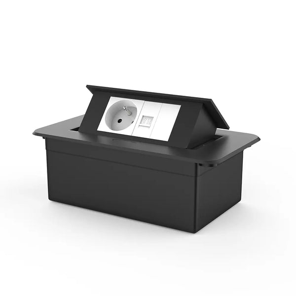 Livolo | Zwart | 2 | Pop-Up Stekkerdoos | Push | Inbouw | France | Stopcontact + Netwerk Cat.6 met Blindplaat - Wit Livolo Nederland B.V.