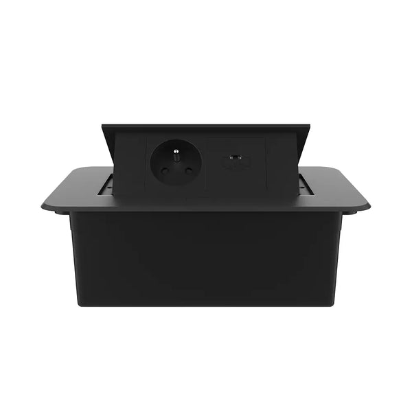 Livolo | Zwart | 2 | Pop-Up Stekkerdoos | Push | Inbouw | France | Stopcontact + USB-C - Zwart Livolo Nederland B.V.