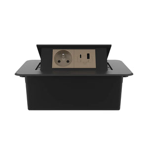 Livolo | Zwart | 2 | Pop-Up Stekkerdoos | Push | Inbouw | France | Stopcontact + USB/USB-C - Goud Livolo Nederland B.V.