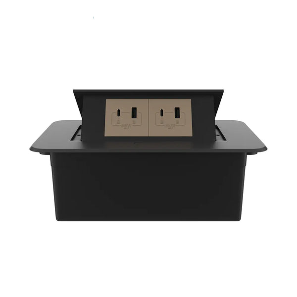 Livolo | Zwart | 2 | Pop-Up Stekkerdoos | Push | Inbouw | USB/USB-C + USB/USB-C - Goud Livolo Nederland B.V.