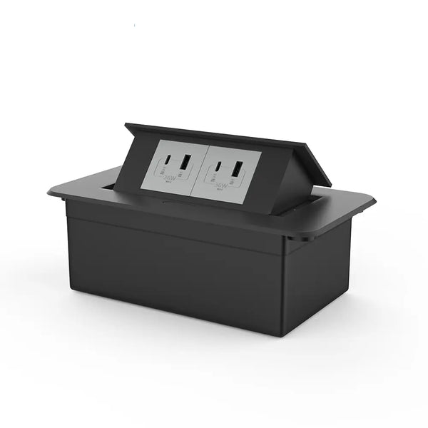 Livolo | Zwart | 2 | Pop-Up Stekkerdoos | Push | Inbouw | USB/USB-C + USB/USB-C - Grijs Livolo Nederland B.V.