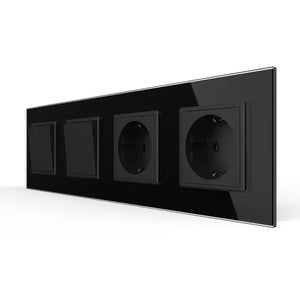 Livolo | Zwart | 2+2+SR+SR | Aan/Uit | Wipschakelaar met dubbele wandcontactdoos Livolo Nederland B.V.