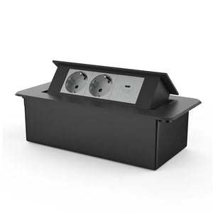 Livolo | Zwart | 3 | Pop-Up Stekkerdoos | Push | Inbouw | Dubbel Stopcontact + USB-C Oplader - Grijs Livolo Nederland B.V.