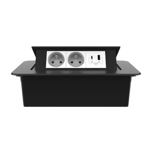 Livolo | Zwart | 3 | Pop-Up Stekkerdoos | Push | Inbouw | France | Dubbel Stopcontact + USB/USB-C Oplader - Wit Livolo Nederland B.V.