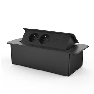 Livolo | Zwart | 3 | Pop-Up Stekkerdoos | Push | Inbouw | France | Dubbel Stopcontact + USB-C Oplader - Zwart Livolo Nederland B.V.