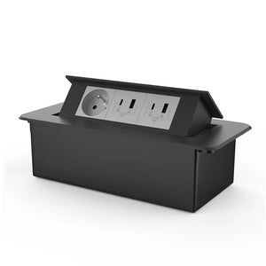 Livolo | Zwart | 3 | Pop-Up stekkerdoos | Push | Inbouw | France | Dubbele USB/USB-C + Stopcontact - Grijs Livolo Nederland B.V.