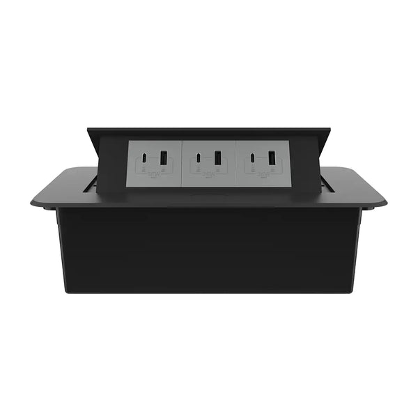 Livolo | Zwart | 3 | Pop-Up stekkerdoos | Push | Inbouw | USB & USB-C - Grijs Livolo Nederland B.V.