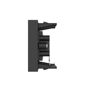 Zwarte RCA audio wandmodule met twee aansluitsets voor een nette stereo-installatie