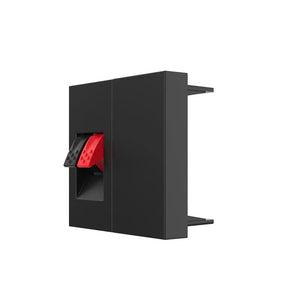 Zwarte audio insteekmodule met afdekpositie voor nette aansluiting van luidsprekerkabel