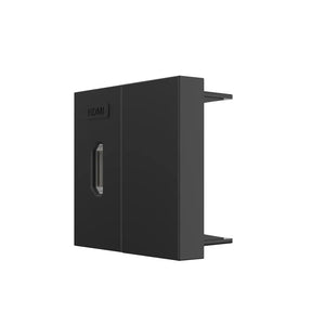 Zwarte HDMI wandmodule met afdekpositie voor televisie, projector, console of computer