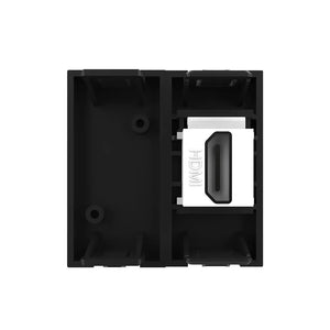Zwarte Livolo HDMI aansluiting met blindmodule voor strak geïntegreerd multimedia schakelmateriaal