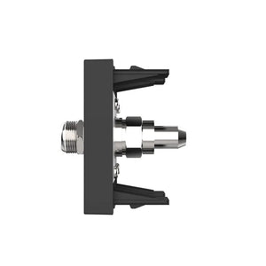 Zwarte antenne module met twee satelliet aansluitingen voor nette coaxbekabeling in de wand