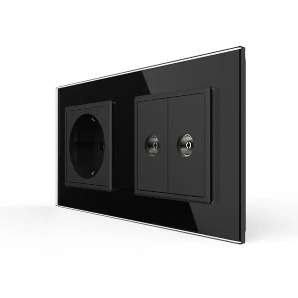 Livolo | Zwart | SR+SR | Wandcontactdoos | TV aansluiting | TV aansluiting Livolo Nederland B.V.