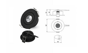 Mini Inbouwspot | 3 Stuks | Zwart | Kantelbaar en Richtbaar | IP44 | Rond | ø 45mm Livolo Nederland B.V.