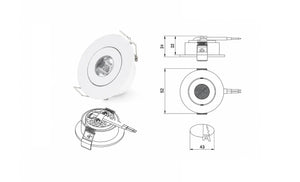 Mini Inbouwspot | Wit | Kantelbaar en Richtbaar | IP44 | Rond | ø 45mm Livolo Nederland B.V.