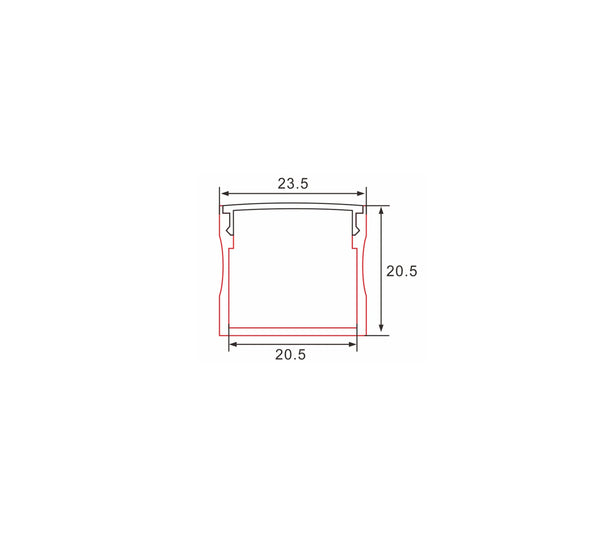 Profil | Konstruktion | 1 meter | Lag | Aluminium | 20,5 x 20,5 | COB LED-remsa