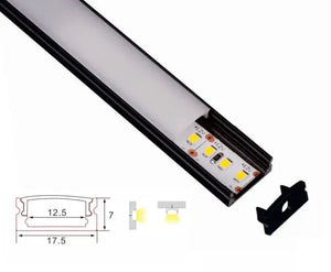 Profiel | Opbouw | 4 Meter | Recht | Zwart - Opaal mat | 17.5 x 7 | COB ledstrip Livolo Nederland B.V.